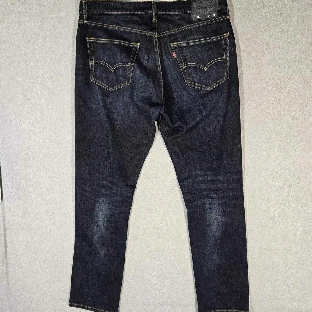 Levi's 511 Men Jeans 34X32 Dark Blue Denim Slim Fit 31